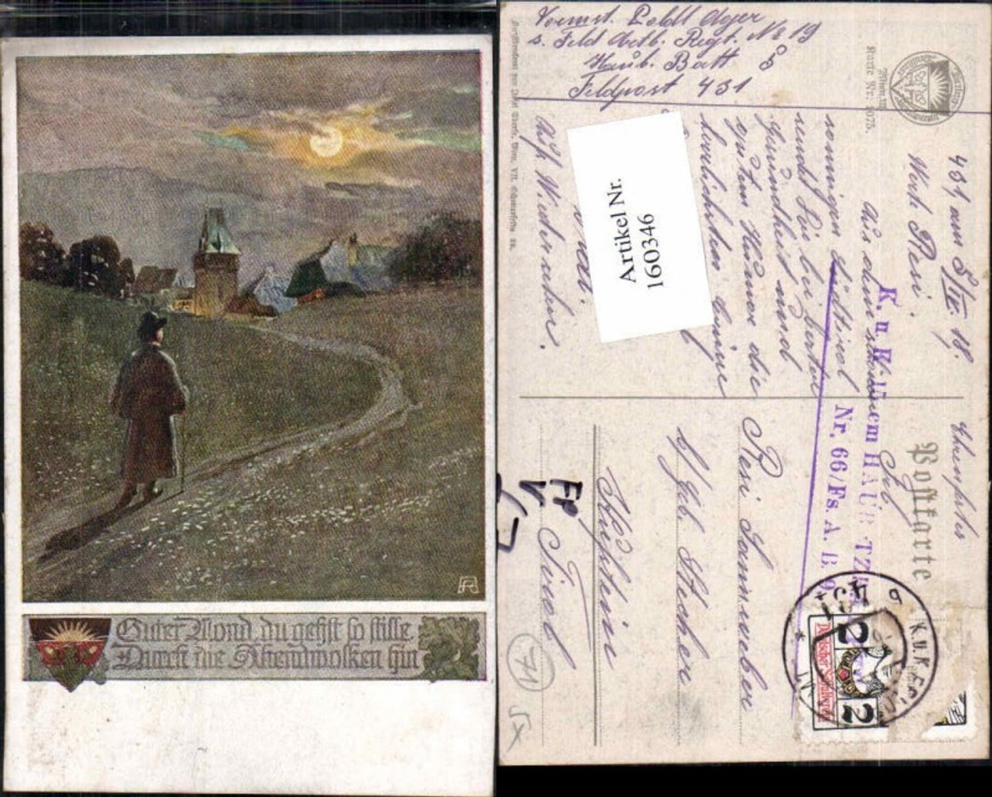 160346,Dt. Schulverein 1075 Feldpost 431 b 15 cm Haubitzen Batt. 66