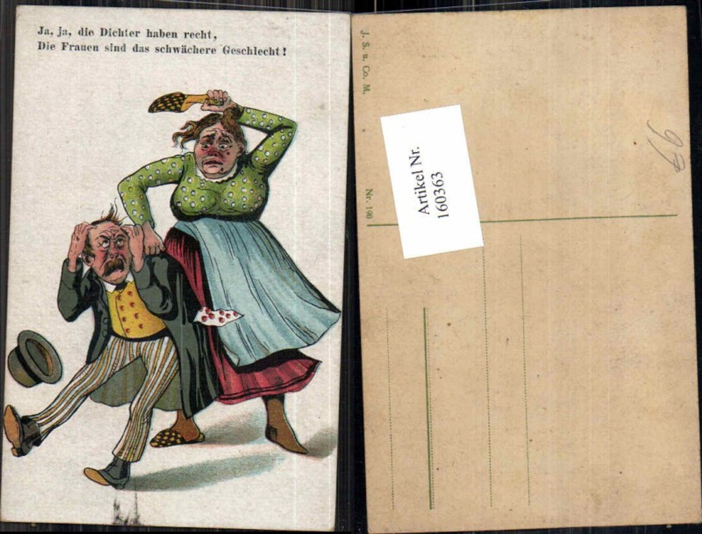 160363,Humor Scherz AK Böse Frau schlägt Mann
