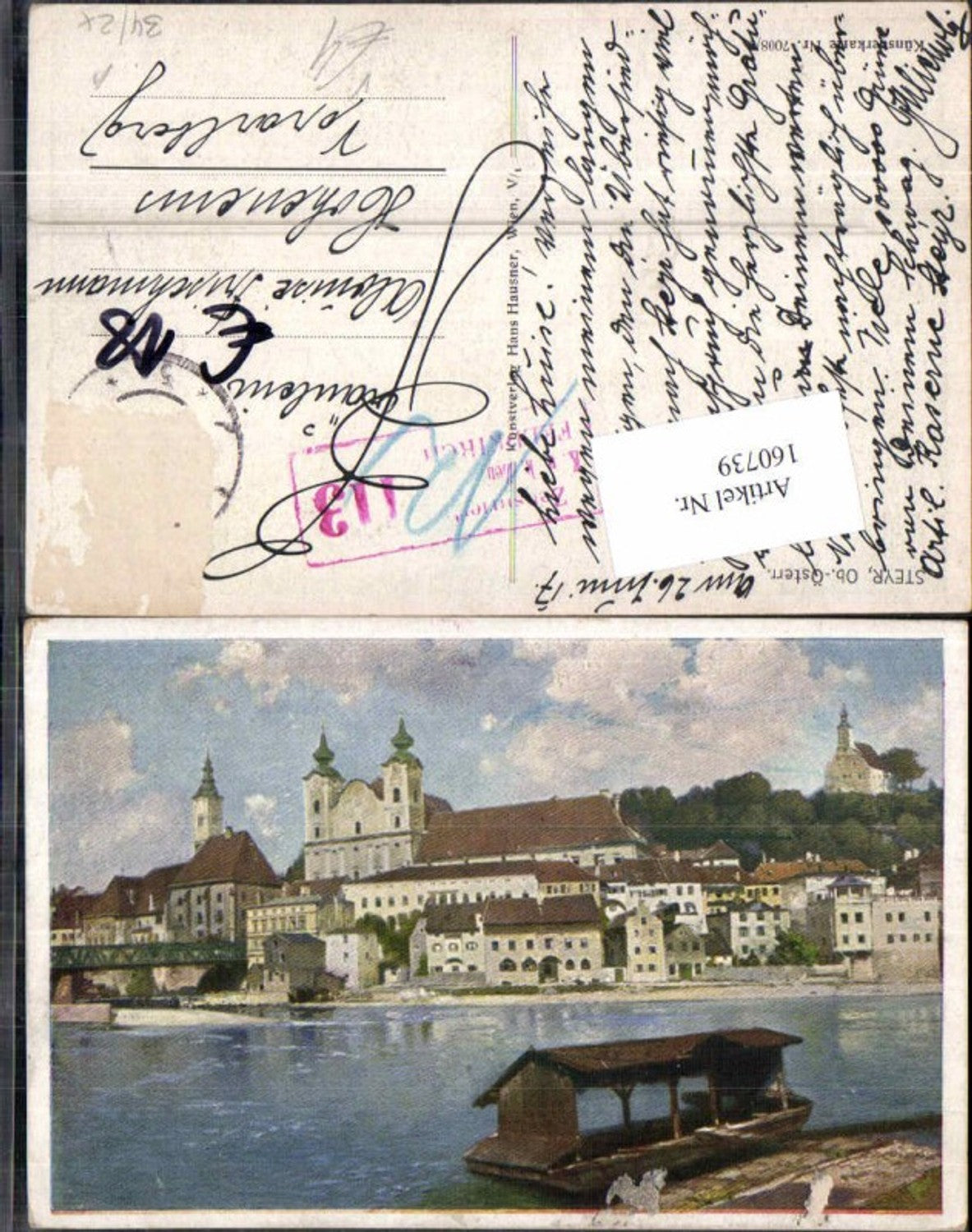 160739,Steyr Stadt Ufer pub Hans Hausner 7008-6 Roter Zensurstempel Feldkirch