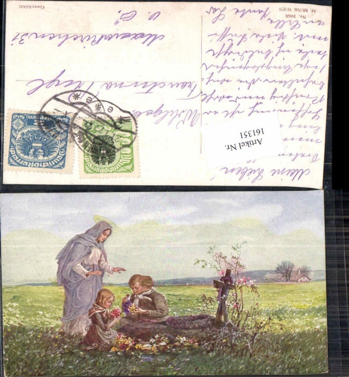 161351,M. Munk Vienne 1068 Grab Kinder Schutzengel