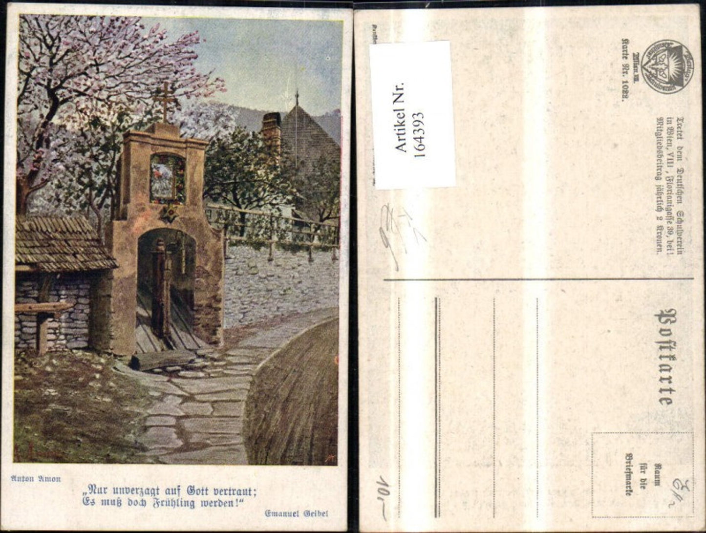 164393,Dt Schulverein 1022 Brunnen Baum Strasse sign Anton Amon