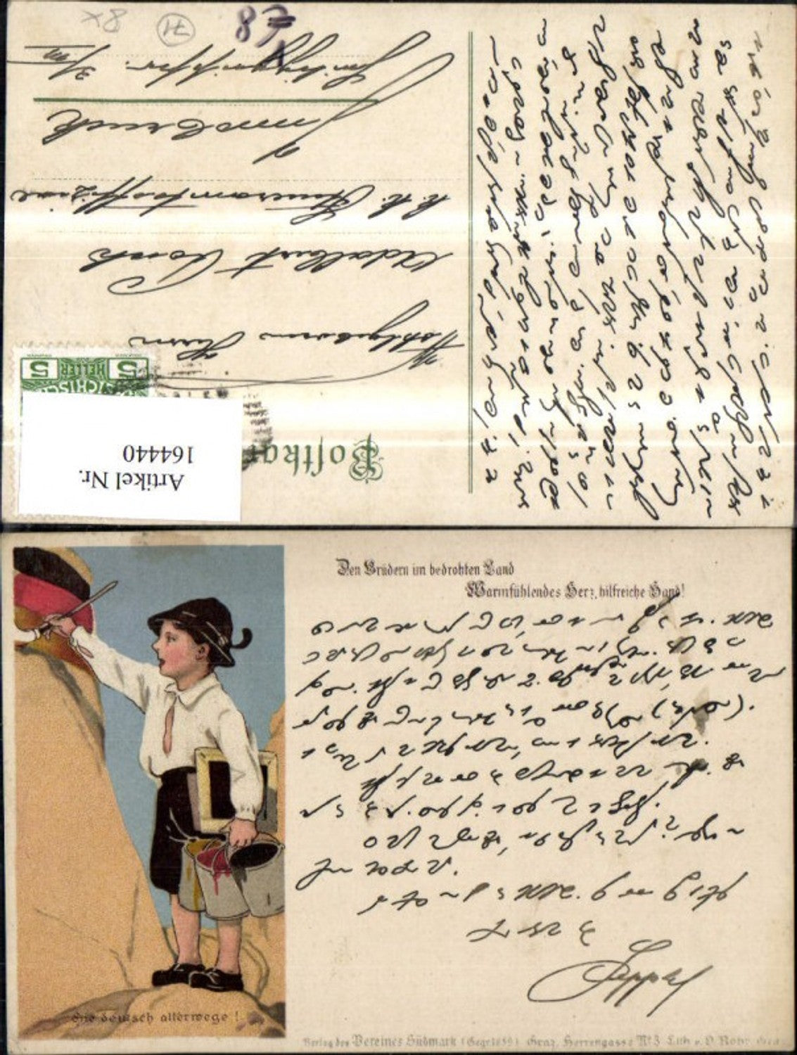 164440,Verein Südmark Kind Bub Junge Malen Pinsel Spruch Reim