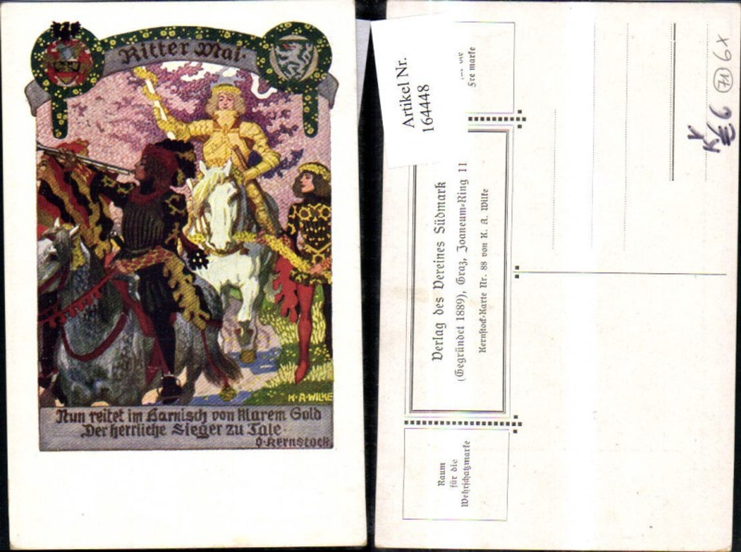 164448,Verein Südmark 88 Ritter Mai v. O. Kernstock sign Karl Alex Wilke