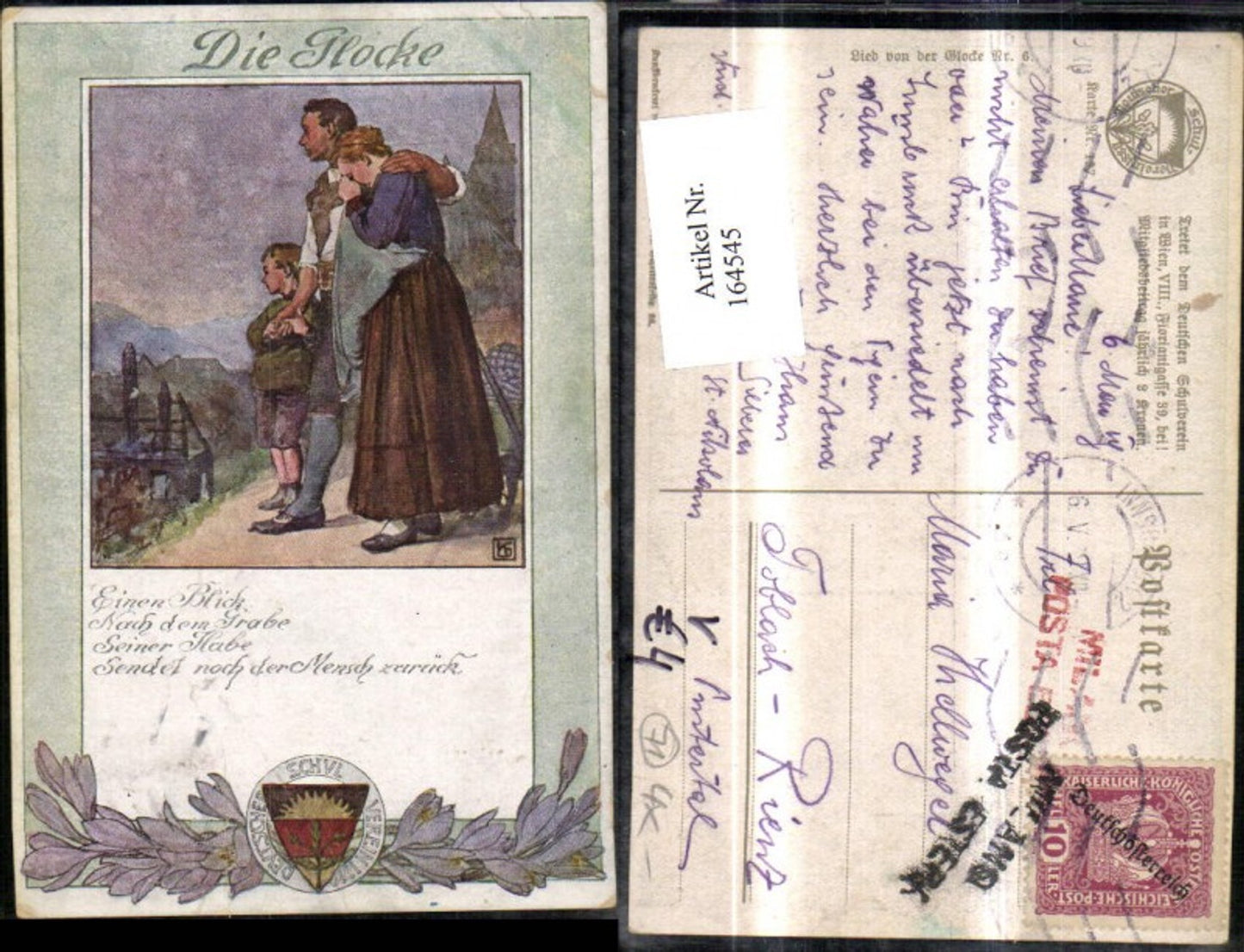 164545,Dt Schulverein 197 Die Glocke Frau Mann Junge Spruch Reim