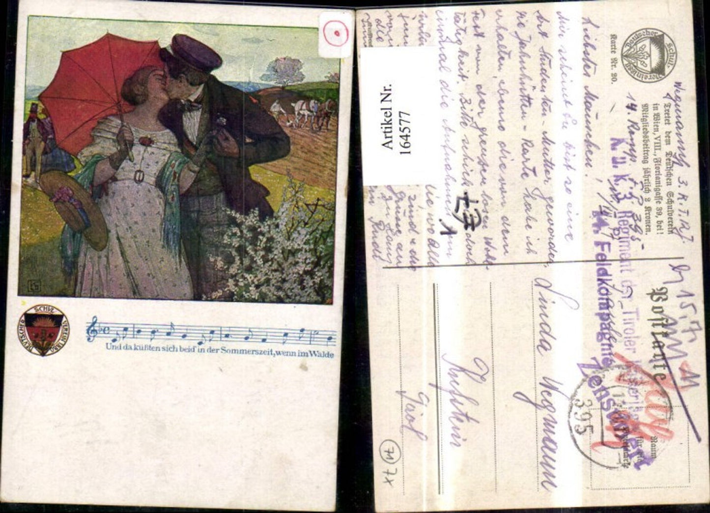 164577,Dt Schulverein 20 Dt Lieder Und da küßten sich beide i. d. Sommerszeit wenn i. Walde Frau Mann Kuss