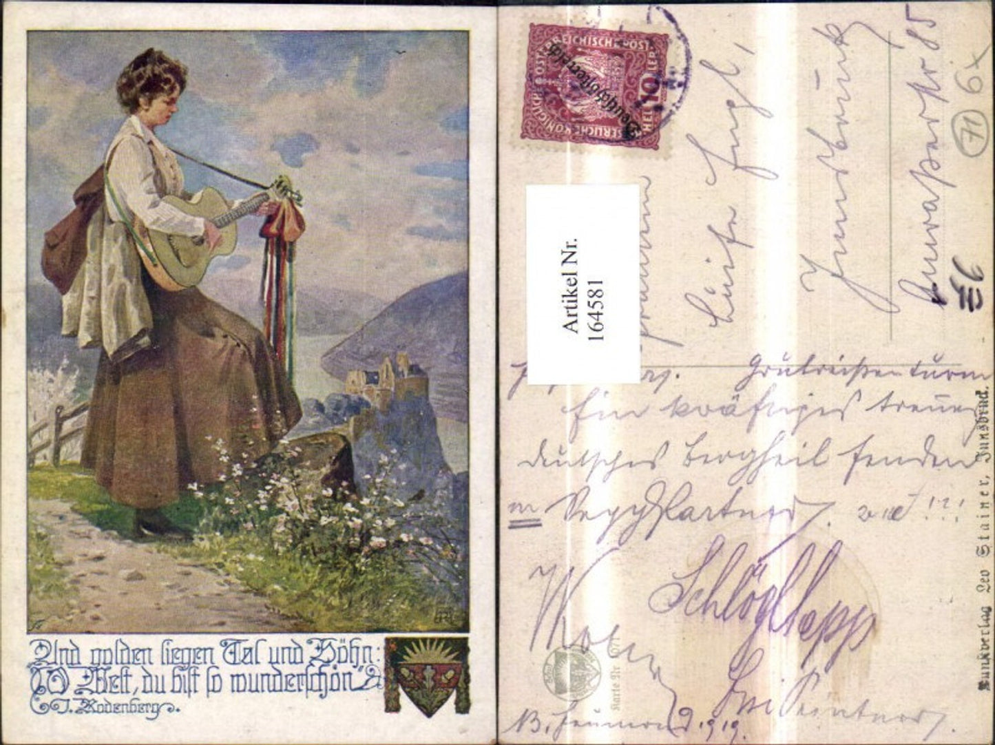 164581,Dt Schulverein 1071 Dt Lieder Frau m. Gitarre