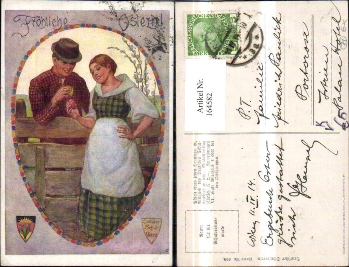 164582,Dt Schulverein 590 Fröhliche Ostern Frau Mann Eier Eierpecken
