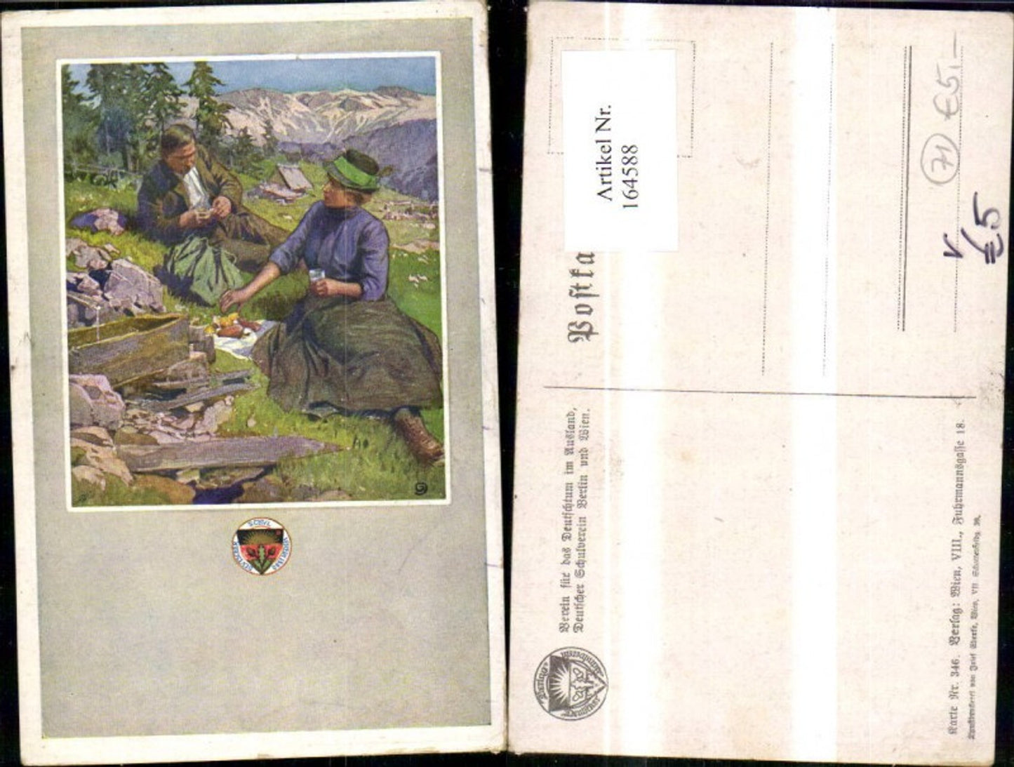 164588,Dt Schulverein 346 Frau Mann b. Jause am Berg