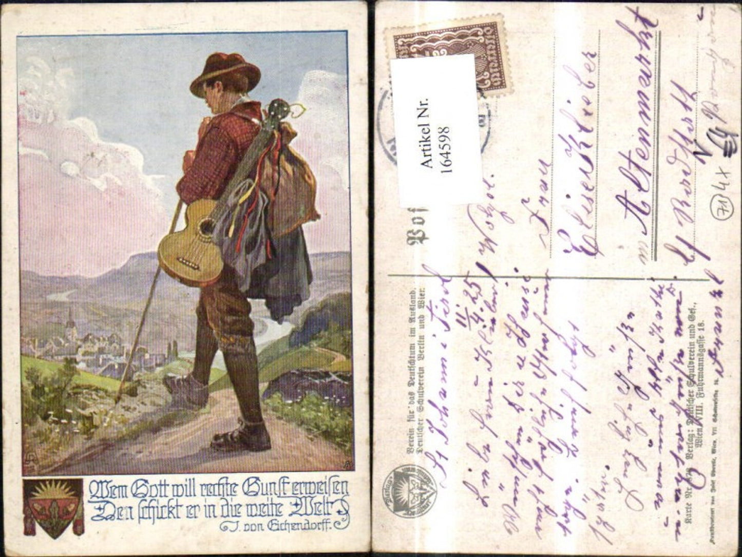 164598,Dt Schulverein 878 Wanderer Mann Wanderstock Spruch Reim