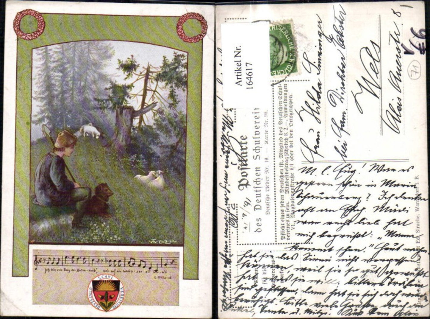 164617,Dt Schulverein 98 Mann Hund Schafe Liederzeile