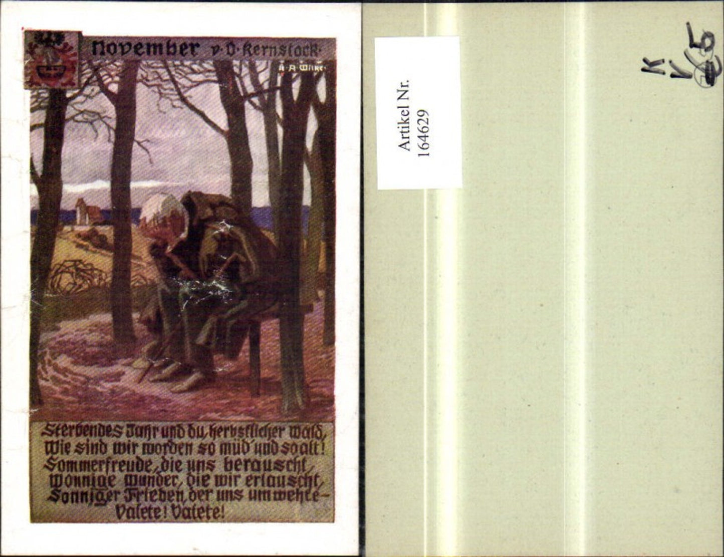 164629,Dt Schulverein November v. O. Kernstock Spruch Reim sign Karl Alex Wilke