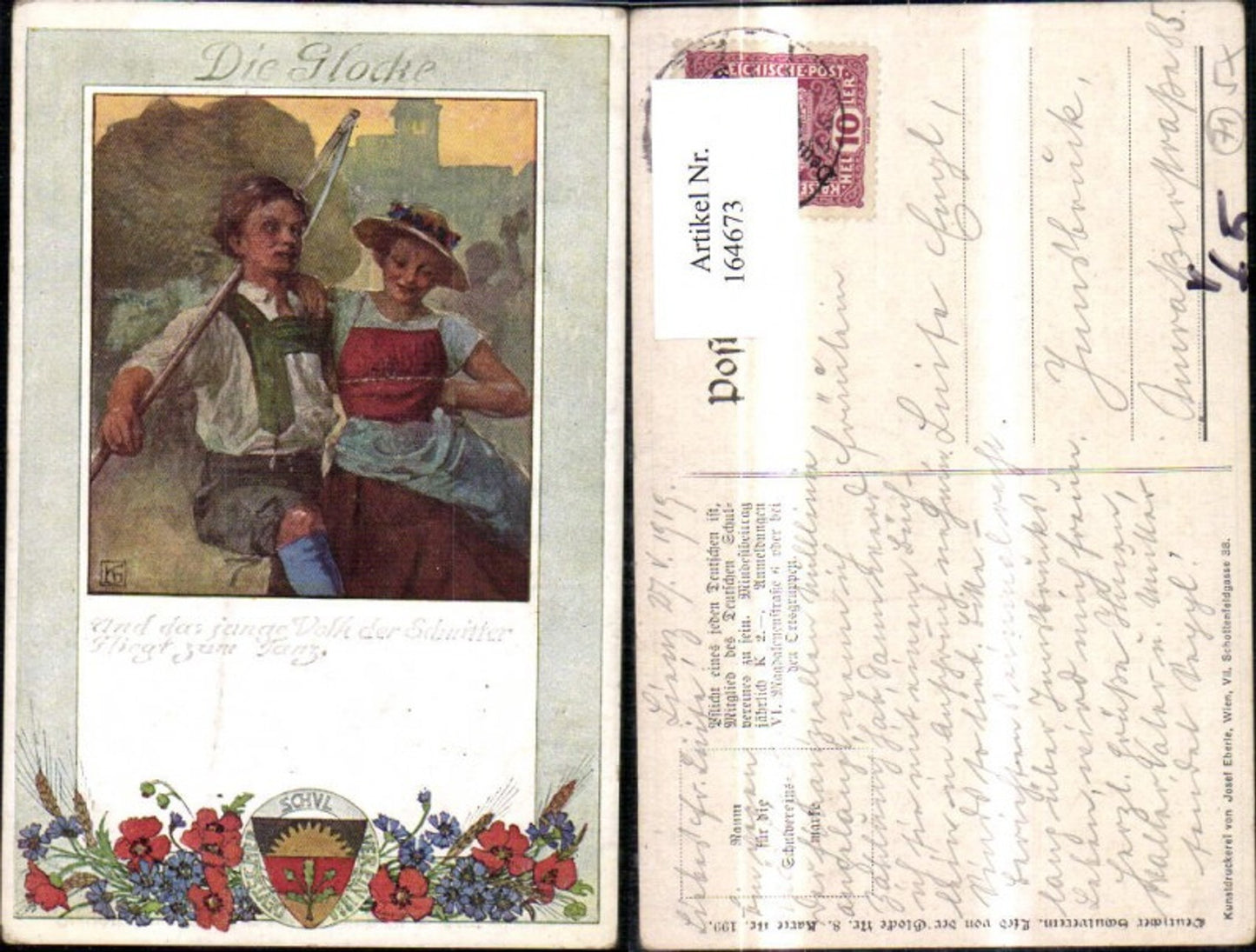 164673,Dt Schulverein 199 Die Glocke Mann Frau Sense sign Karl Friedrich Gsur