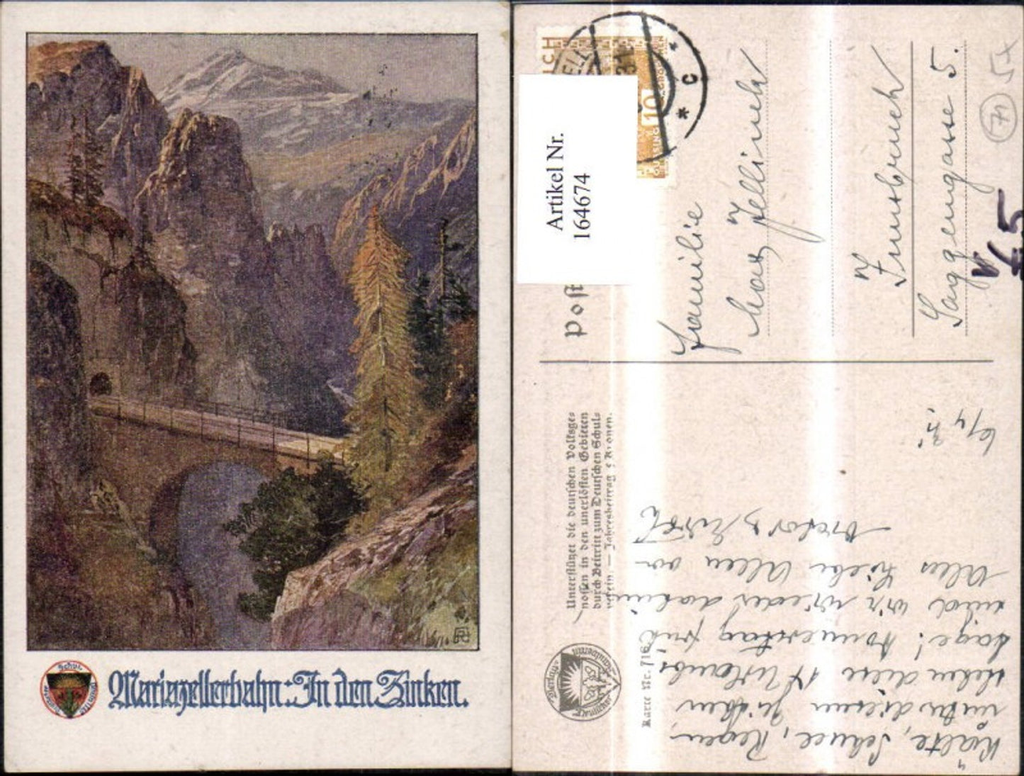 164674,Dt Schulverein 716 Mariazellerbahn In d. Zinken Eisenbahn Viadukt Annaberg Mitterbach