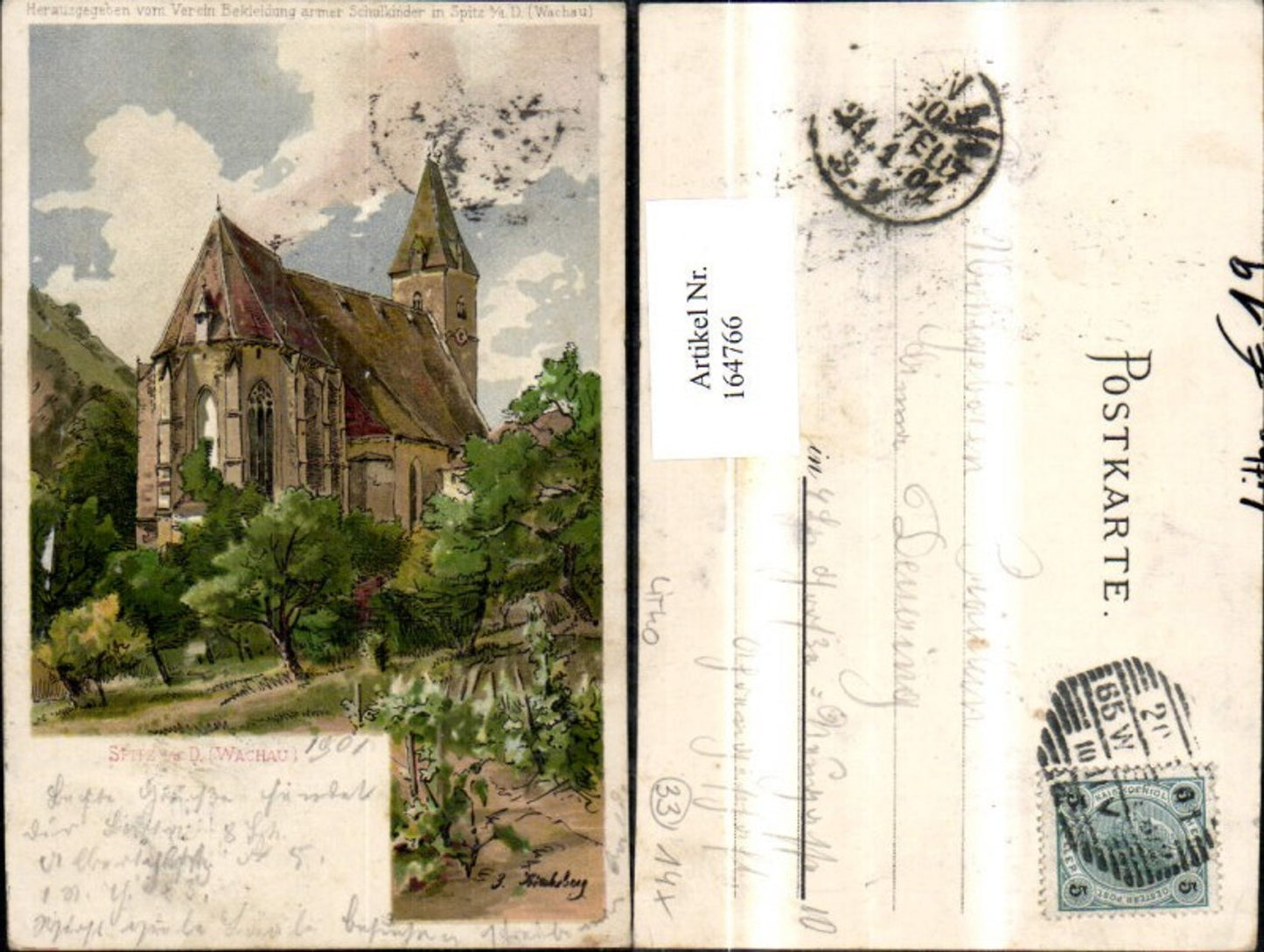 164766,Spitz a. d. Donau Wachau Litho 1901