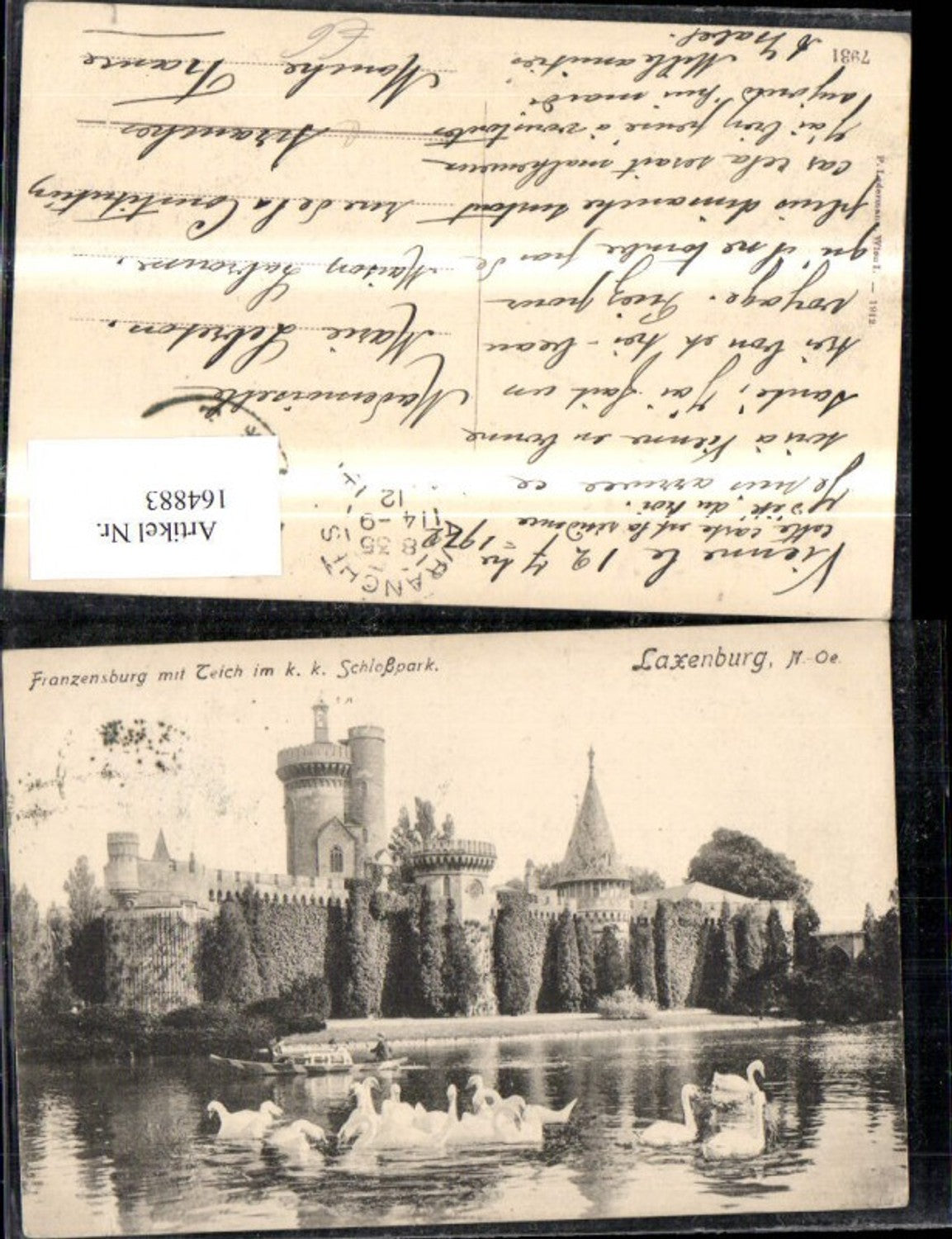 164883,Laxenburg b. Wien Franzensburg m. Teich Schloßpark Ruderboot Schwäne