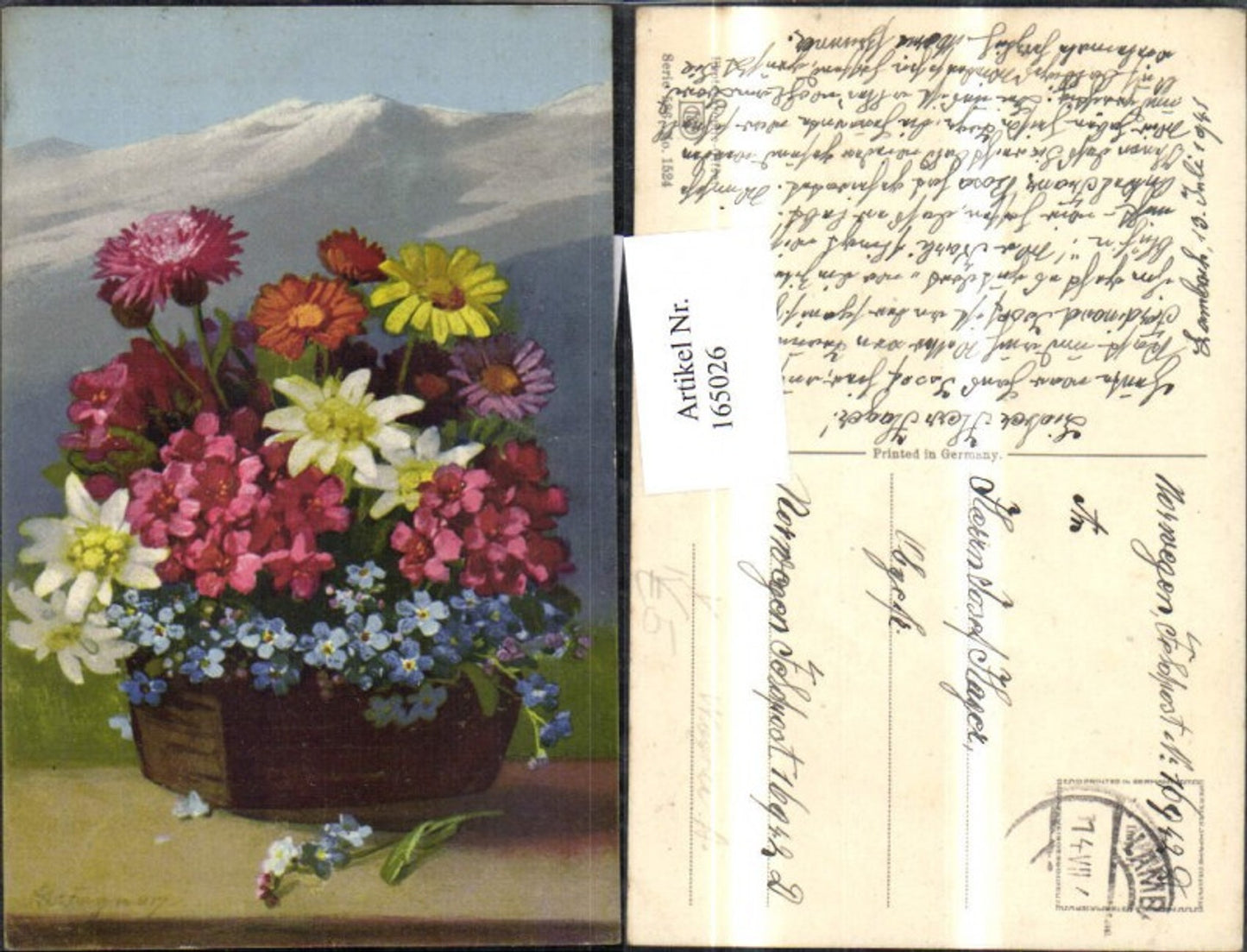 165026,Photochromie Nenke & Ostermaier 586/1524 Blumenkorb sign A Wagner