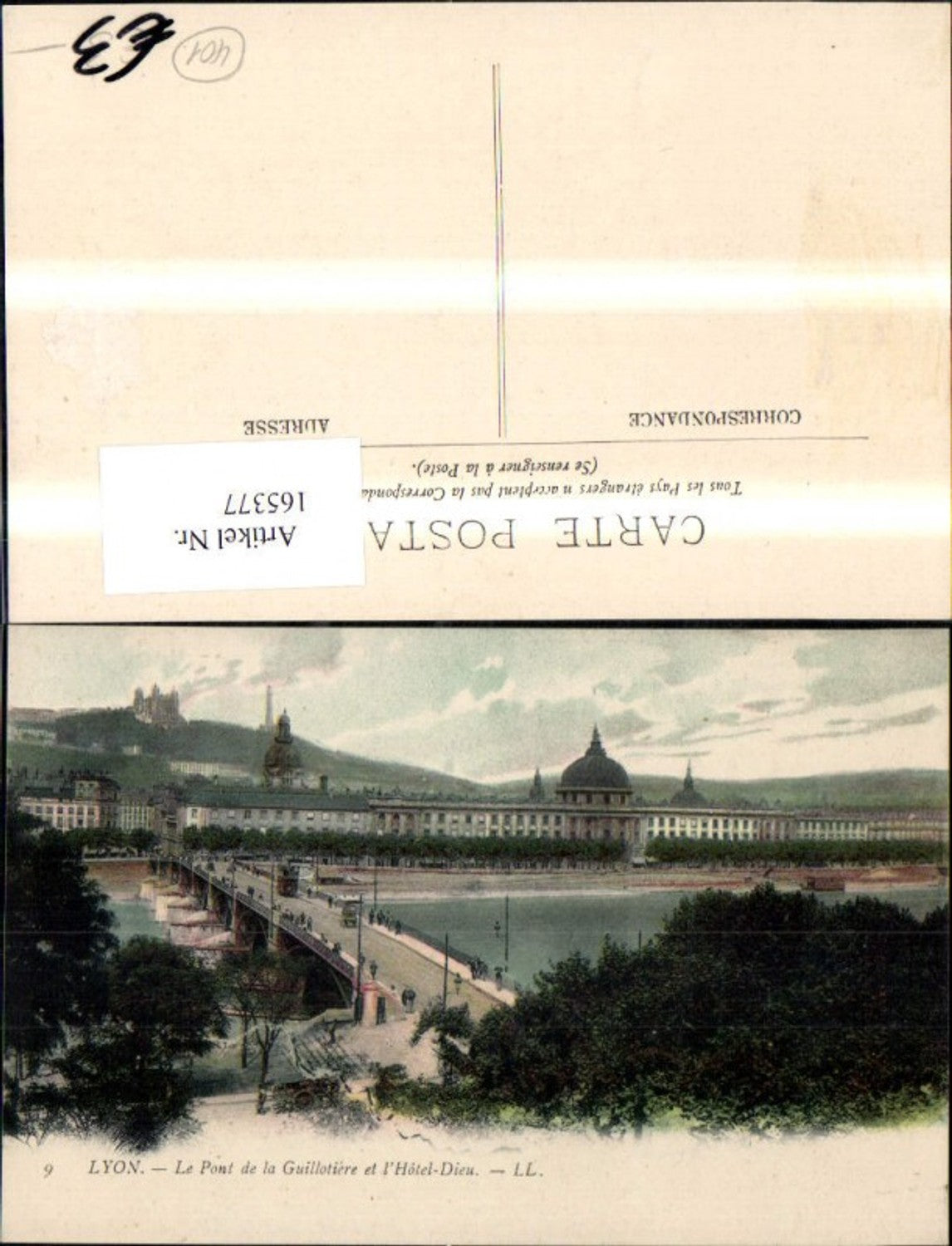165377,Lyon Le Pont de la Guillotiere de l Hotel Dieu Ansicht Brücke Hotel
