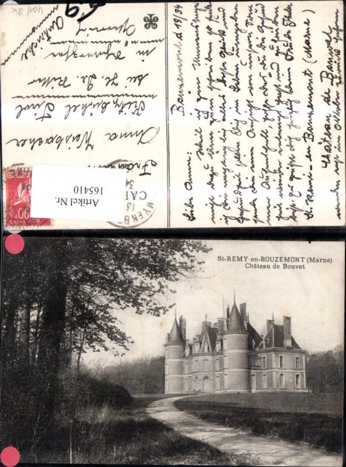 165410,St Remy en Bouzemont Marne Chateau de Bouvet 1934