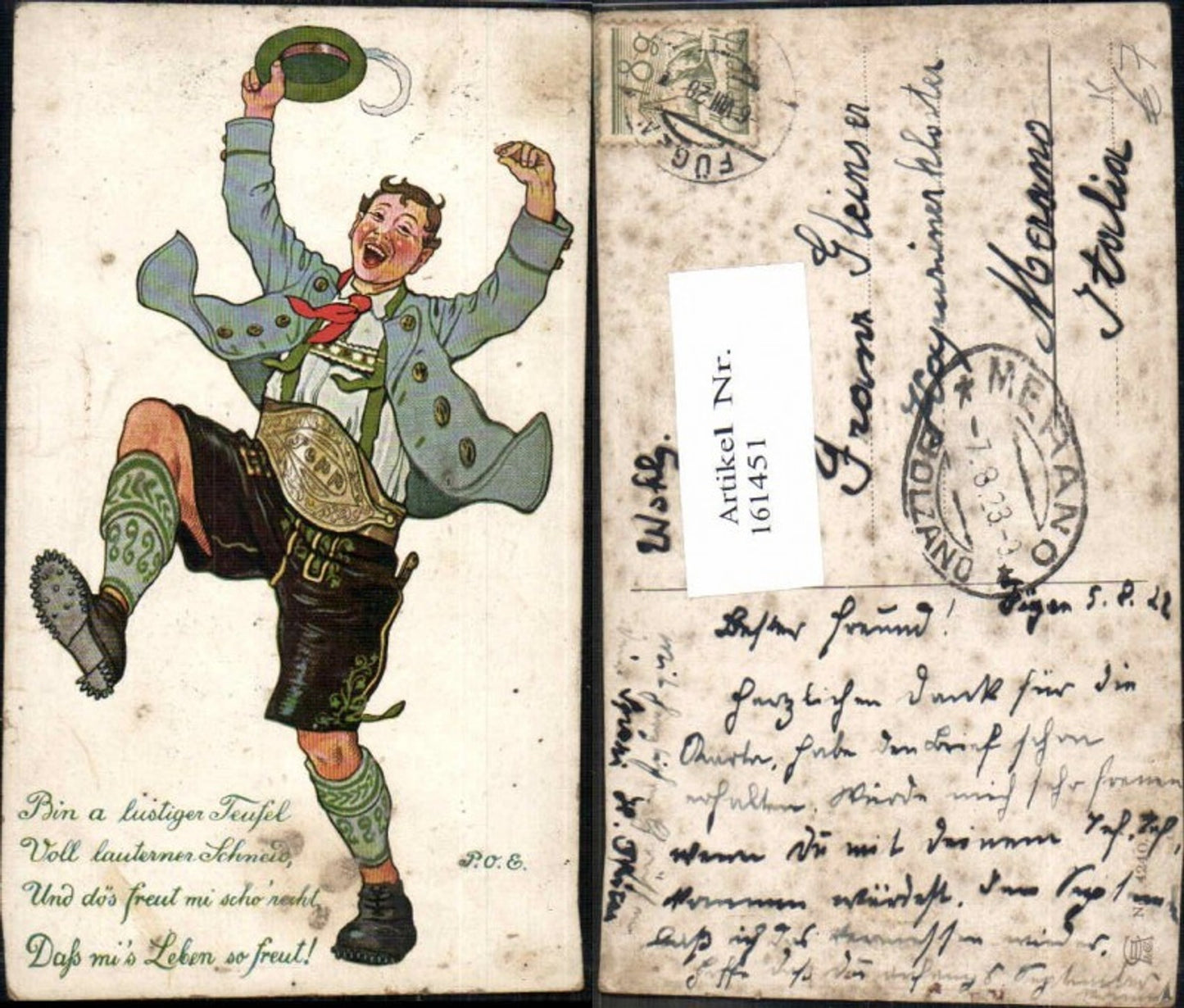 161451,P.O. Engelhardt Humor Scherz AK Tracht Bin ein Lustiger Teufel
