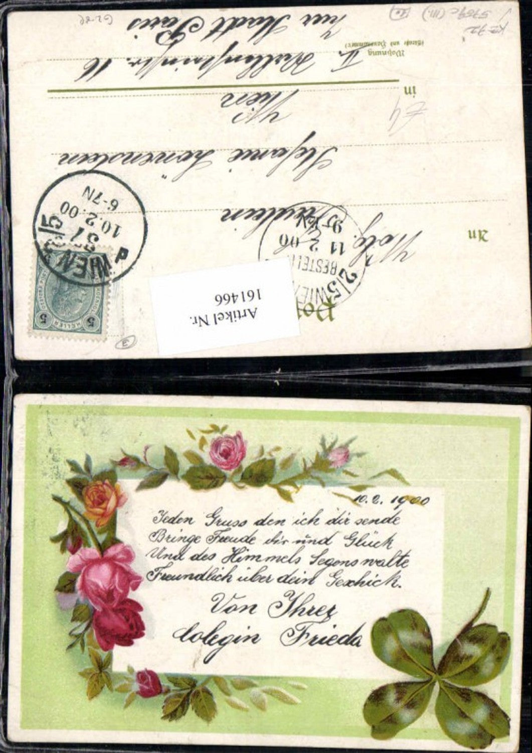161466,Litho Klee Kleeblatt 1900 Wien Stempel 37 d