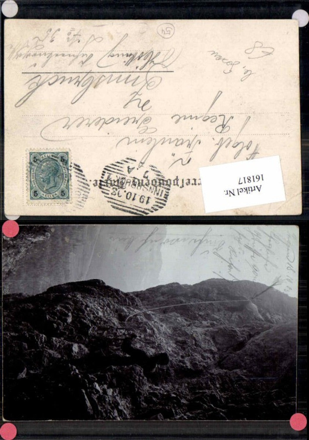 161817,Seltene FotoAK Kletterer Bergsteiger b. klettern b. Gosau 1903