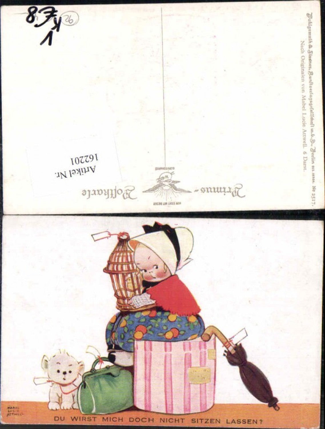 162201,Tolle Primus AK Mabel Lucie Attwell Kinder Käfig Vogel Vogelkäfig Hund