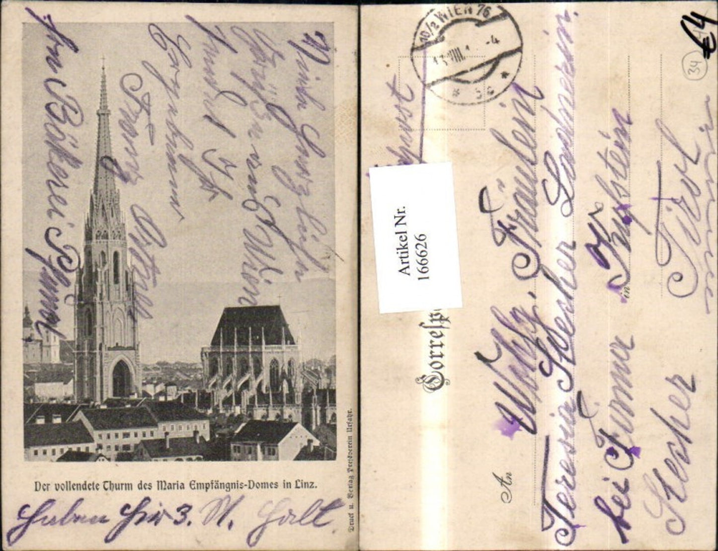 166626,Linz Der vollendete Turm d. Maria Empfängnis Domes Dom Kirche