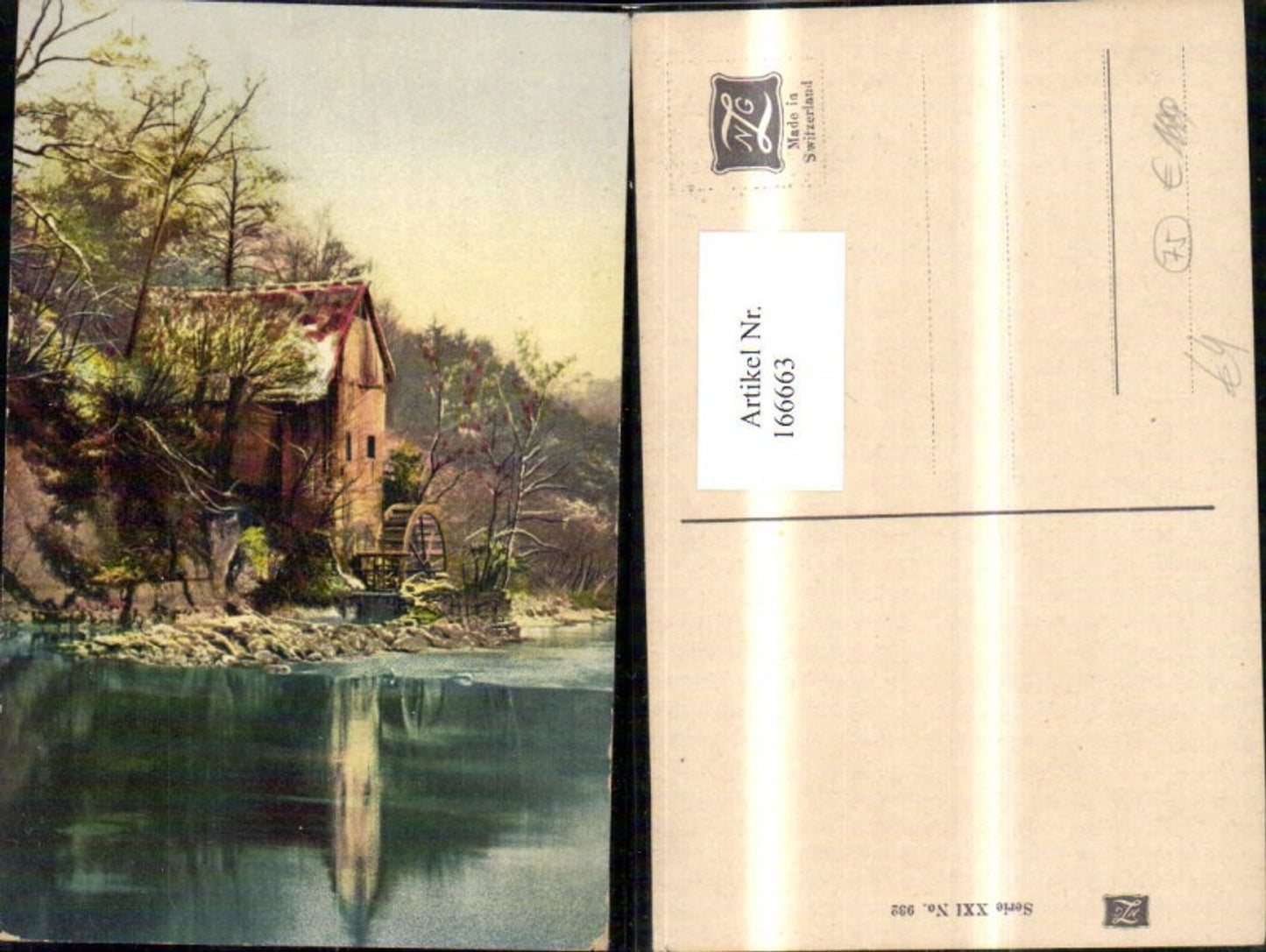 166663, Watermill Mill Artist Ak