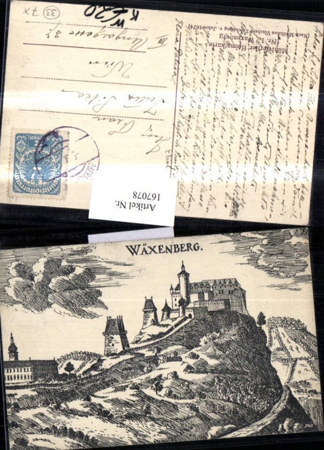 167078,Waxenberg b. Oberneukirchen Mühlviertler Heimatkarte Nr.1 Matthäus Vischer