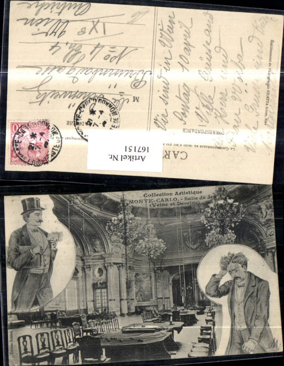 167151,Monte Carlo Salle de Jeu Veine et Devine Collection Artistique