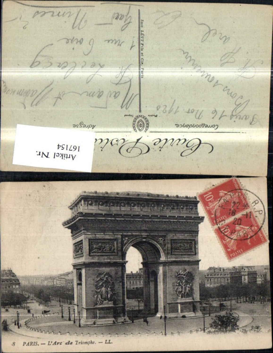 167154,Paris L Arc de Triomphe Triumphbogen pub LL 8