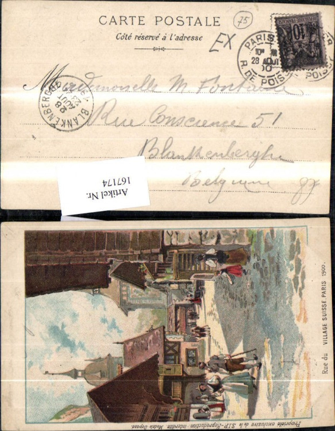 167174,Paris Rue du Village Suisse Künstler Ak 1900