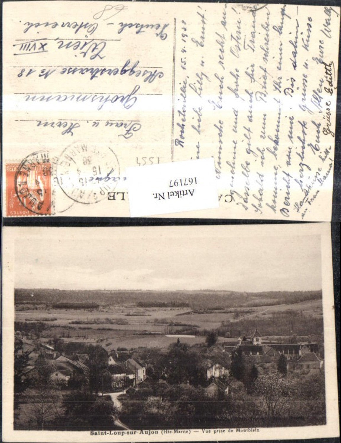 167197,Saint Loup sur Aujon Vue prise de Montblain 1938
