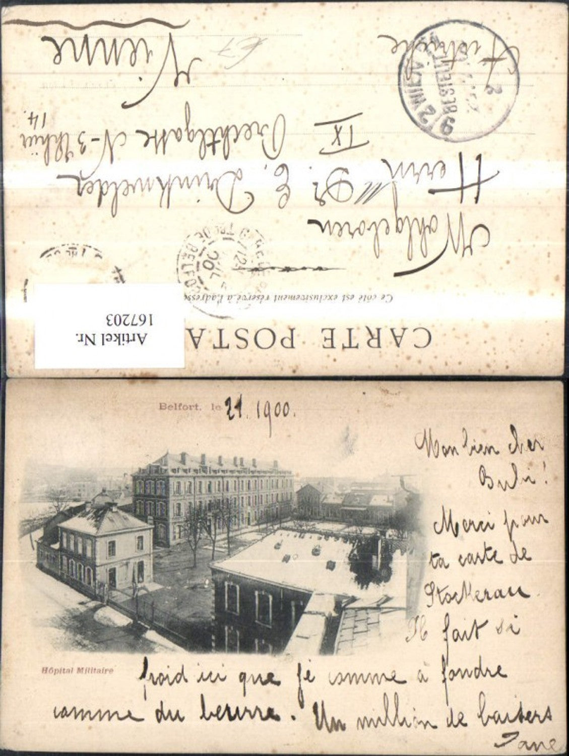 167203,Belfort Hospital Militaire Militärkrankenhaus Krankenhaus 1900