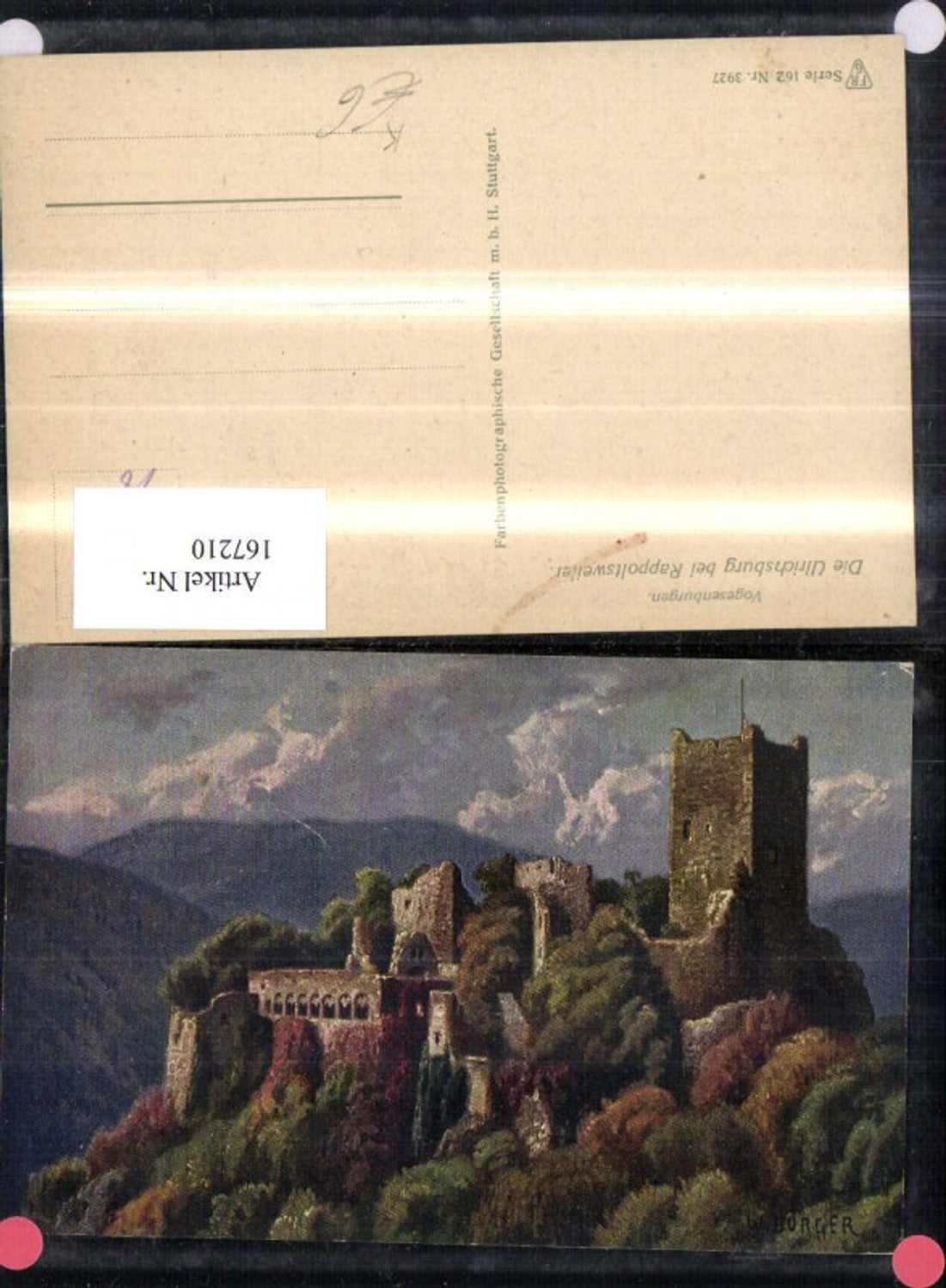 167210,Ribeauville Ulrichsburg b. Rappoltsweiler Vogesenburg sign W. Burger