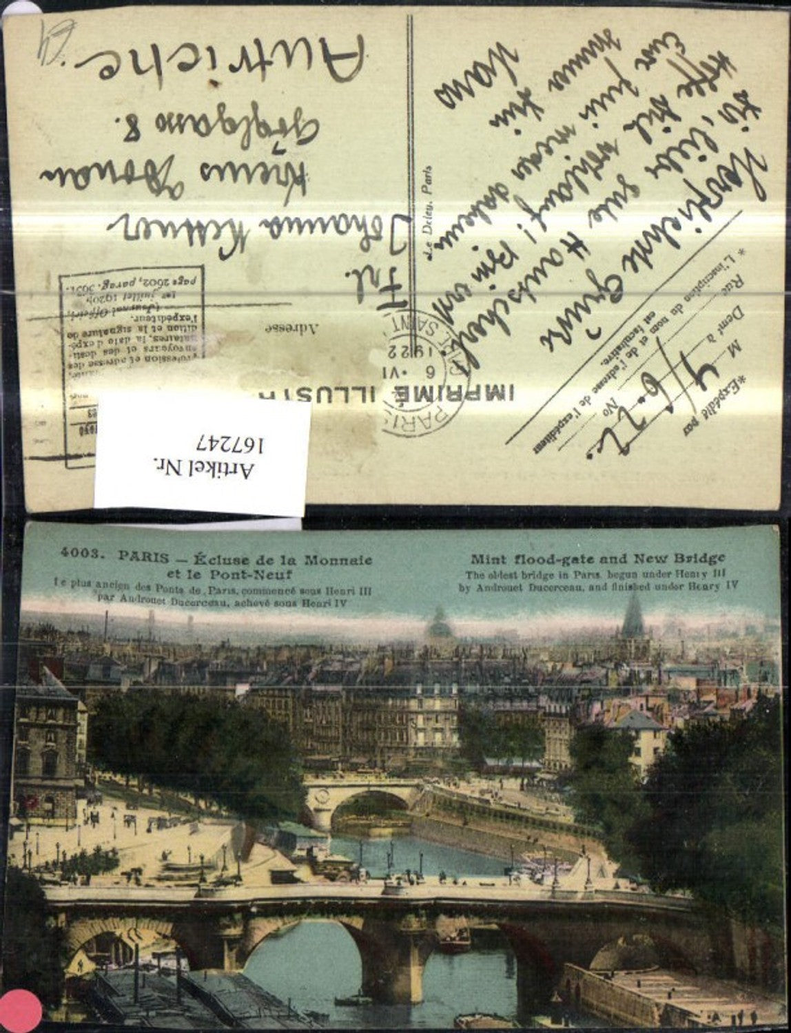 167247,Paris Ecluse de la Monnaie et le Pont Neuf Brücke