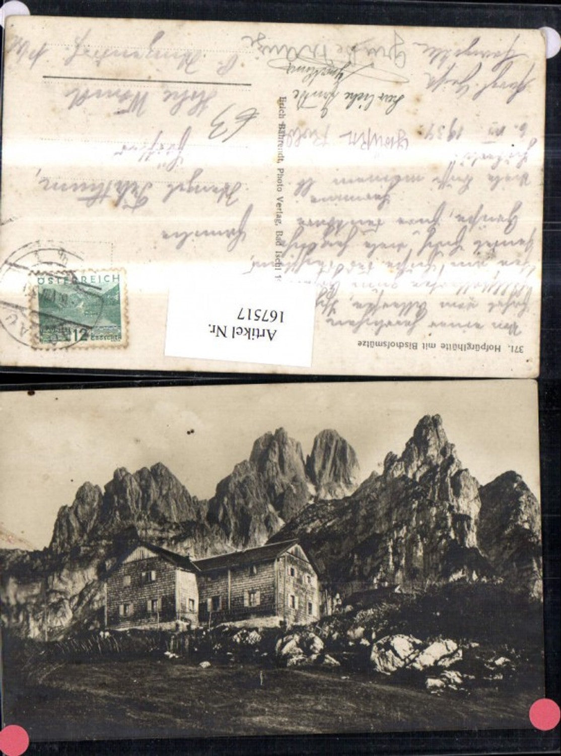 167517,Foto AK Gosau Dachsteingebirge Hofpürglhütte m. Bischofsmütze