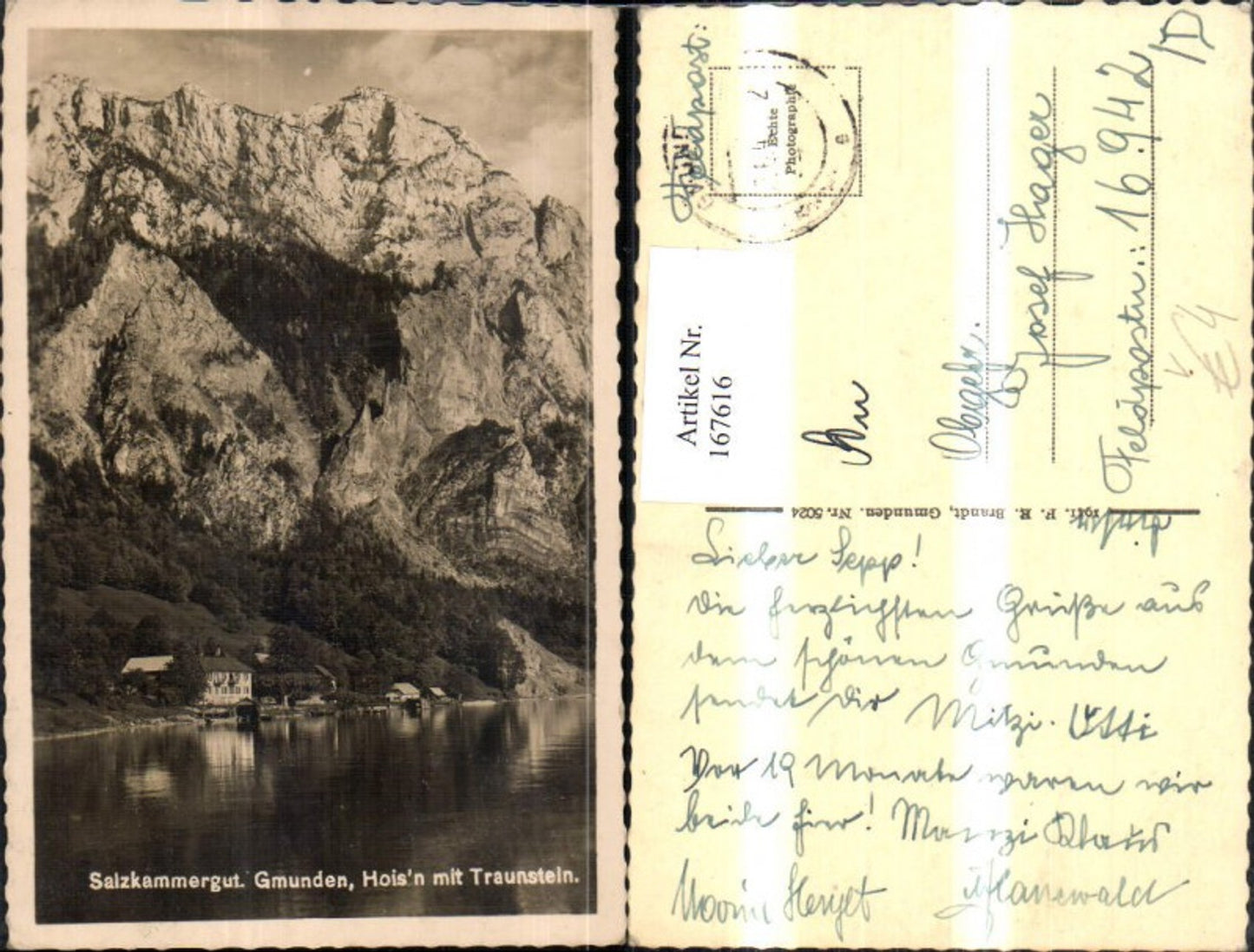 167616,Salzkammergut Gmunden Hois´n m. Traunstein pub Brandt 5024