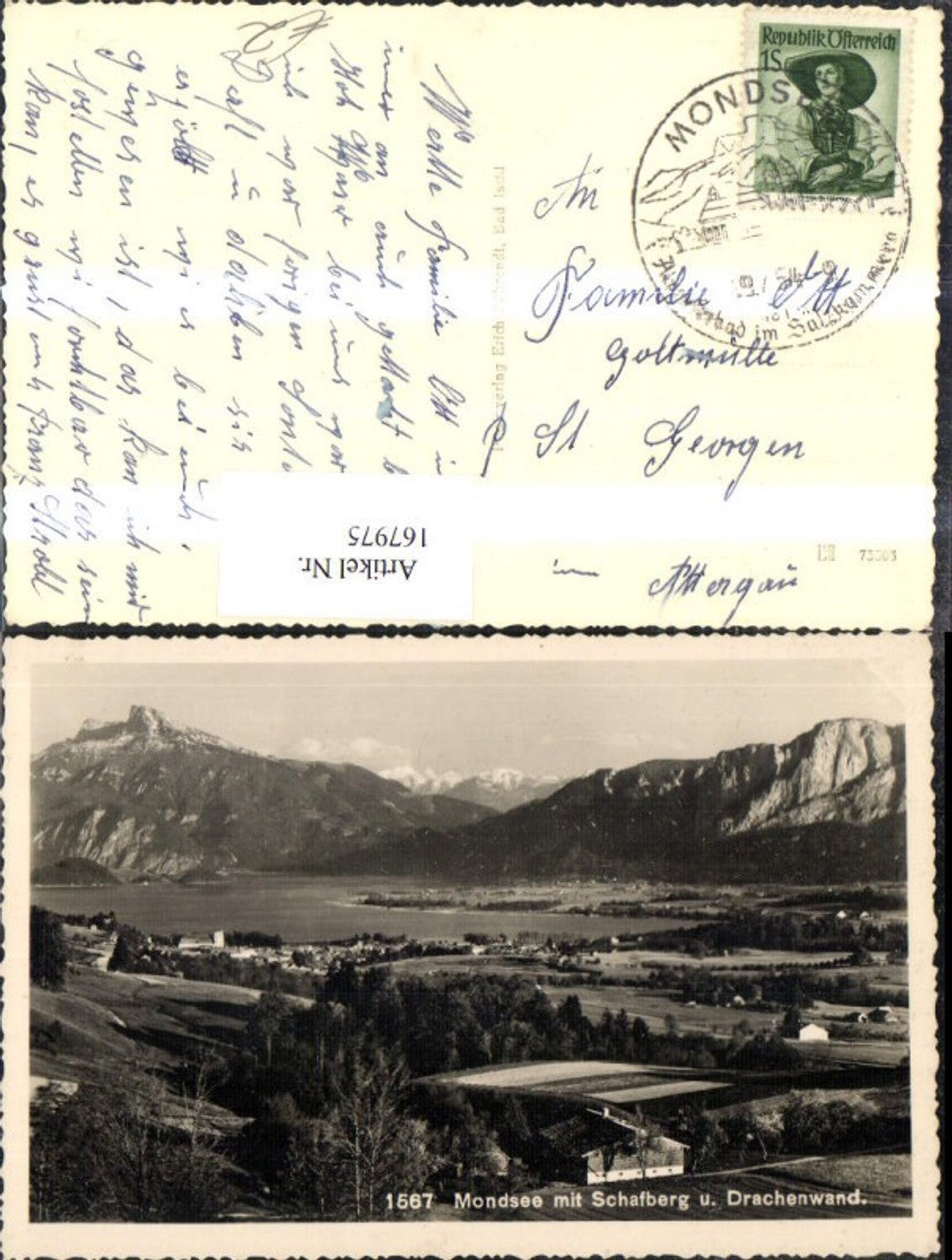 167975,Mondsee m. Schafberg u. Drachenwand Totale