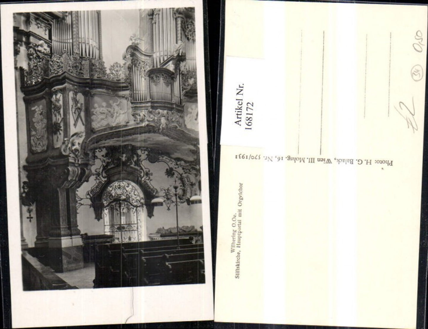 168172,Stift Wilhering Stiftskirche Hauptportal m. Orgelchor