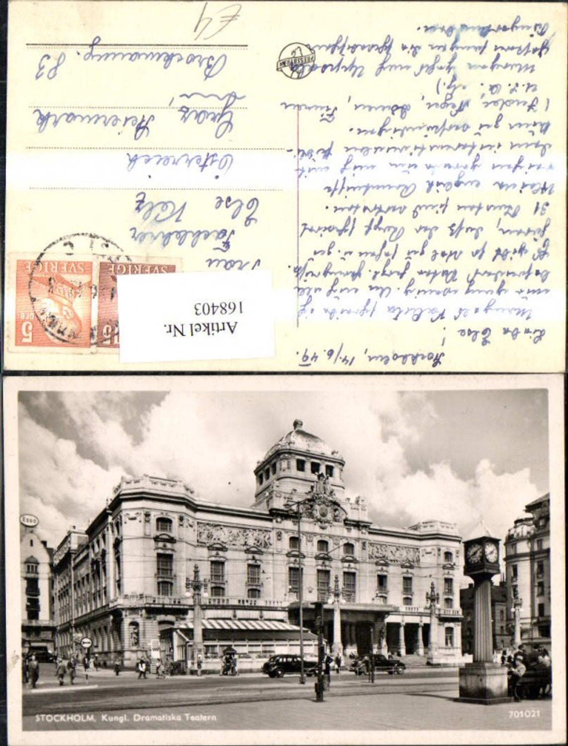 168403,Stockholm Kungl. Dramatiskar Teatern Theater Automobil Personen 1949