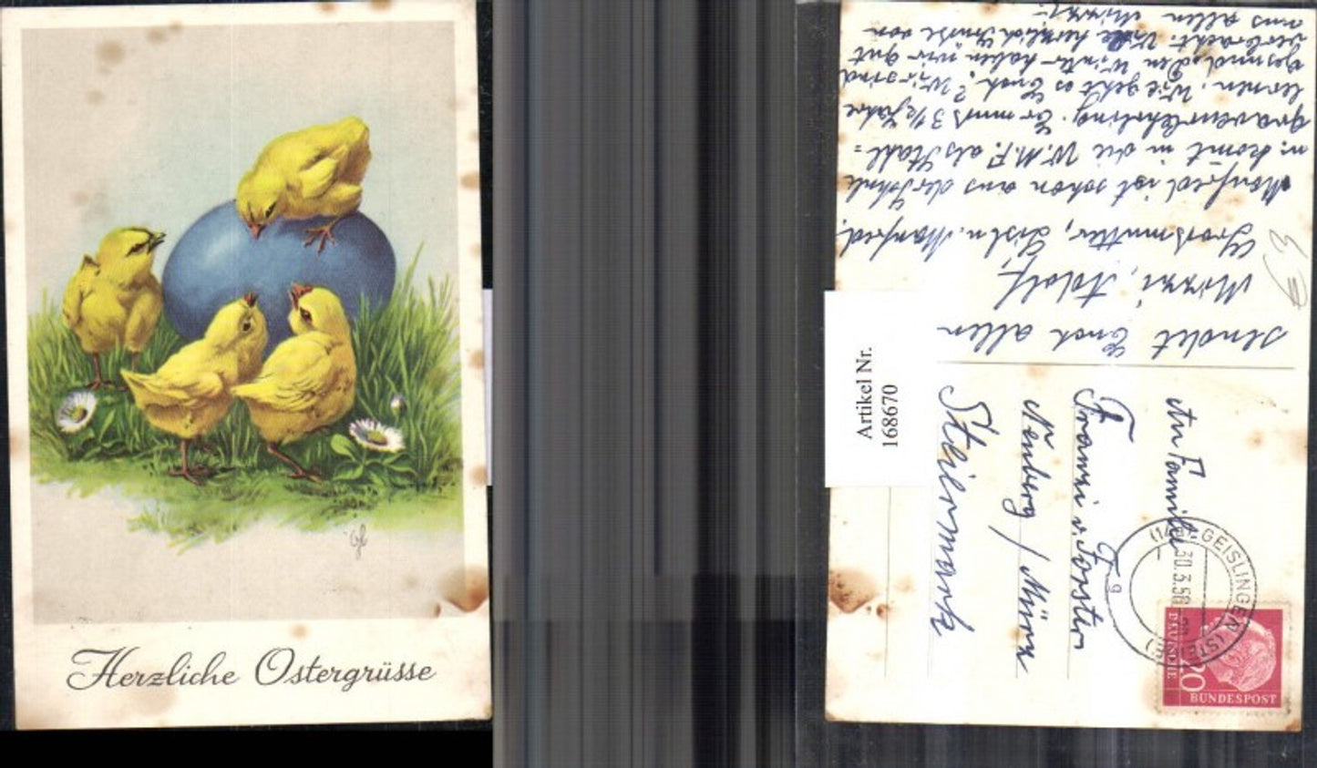 168670, Easter chick blue Easter egg meadow