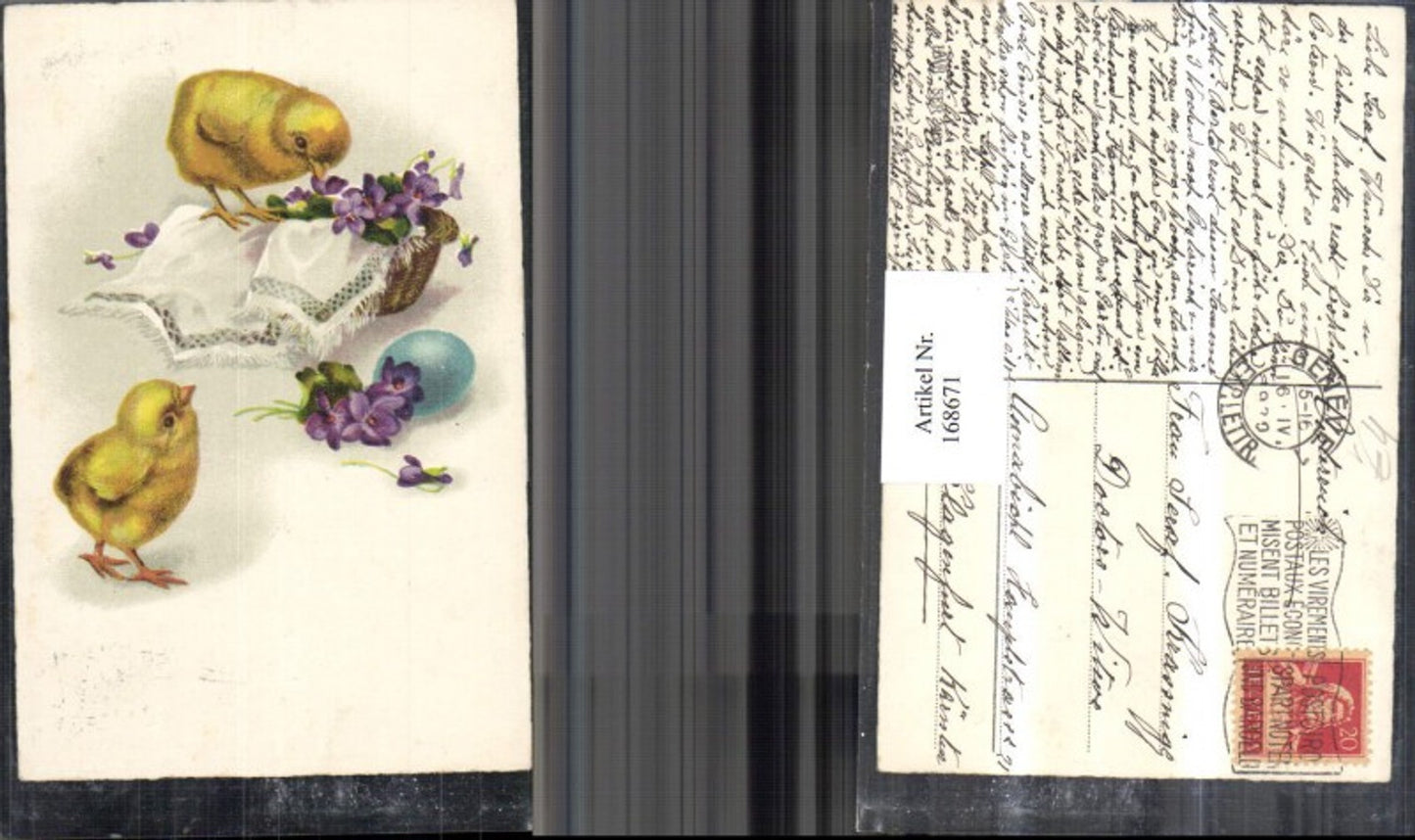 168671, Easter chick violet basket blue Easter egg pub HWB 2402