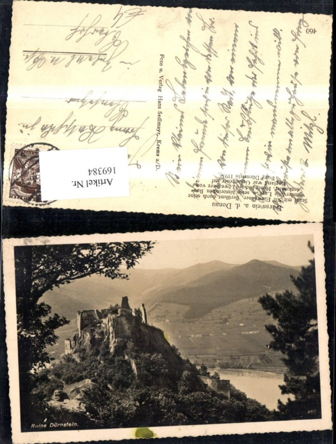 169384,Dürnstein a. d. Donau 1936 Ruine Dürnstein Wachau