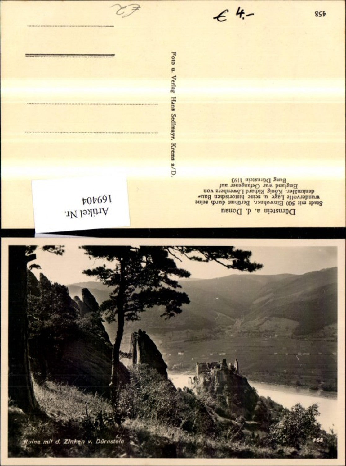 169404,Dürnstein a. d. Donau Ruine m. Zinken