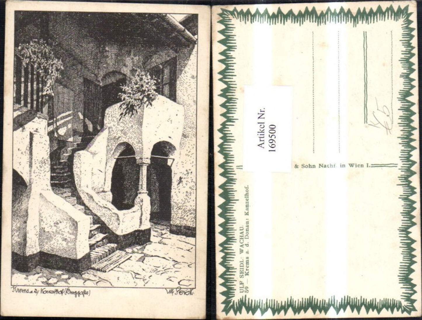 169500,Krems a. d. Donau Kanzelhof Burggasse Bleistiftzeichnung sign Ulf Seidl