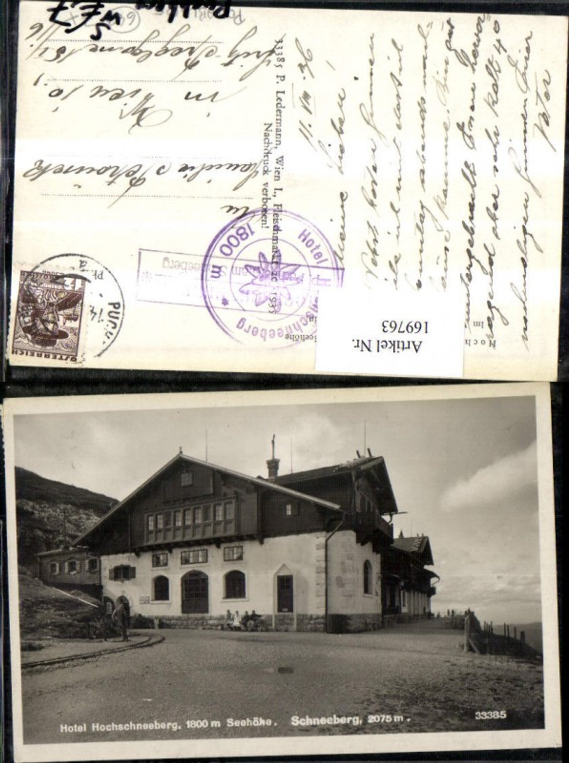 169763,Puchberg Hotel Hochschneeberg Schneeberg Postablage Hochschneeberg Puchberg Stempel