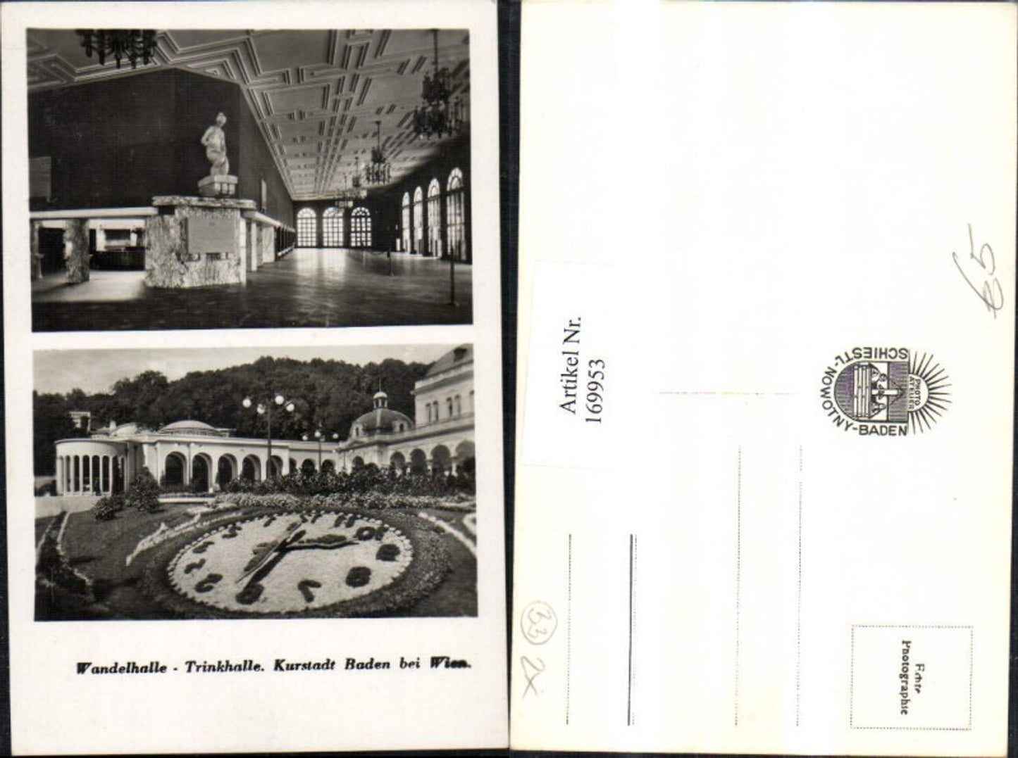 169953,Baden b. Wien Mehrbild Ak Wandelhalle Trinkhalle Blumenuhr Kurpark