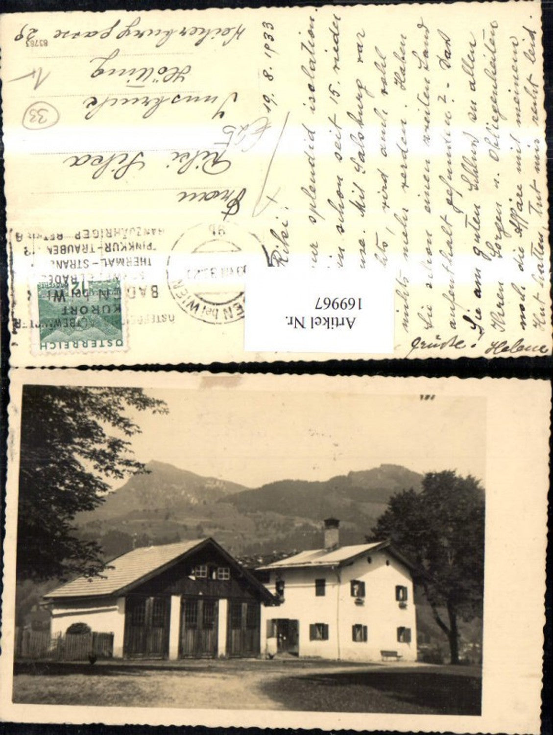 169967,Baden b. Wien Foto Ak Haus Gebäude 1933