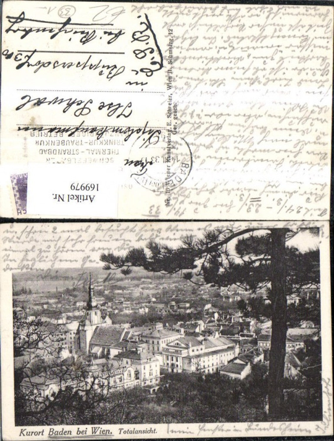 169979,Baden b. Wien Totalansicht 1933